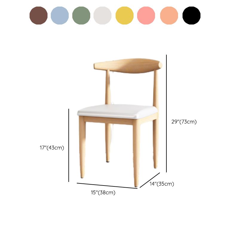 Modern Upholstered Side Chair with Solid Wood Back and Metal Legs Dimensions
