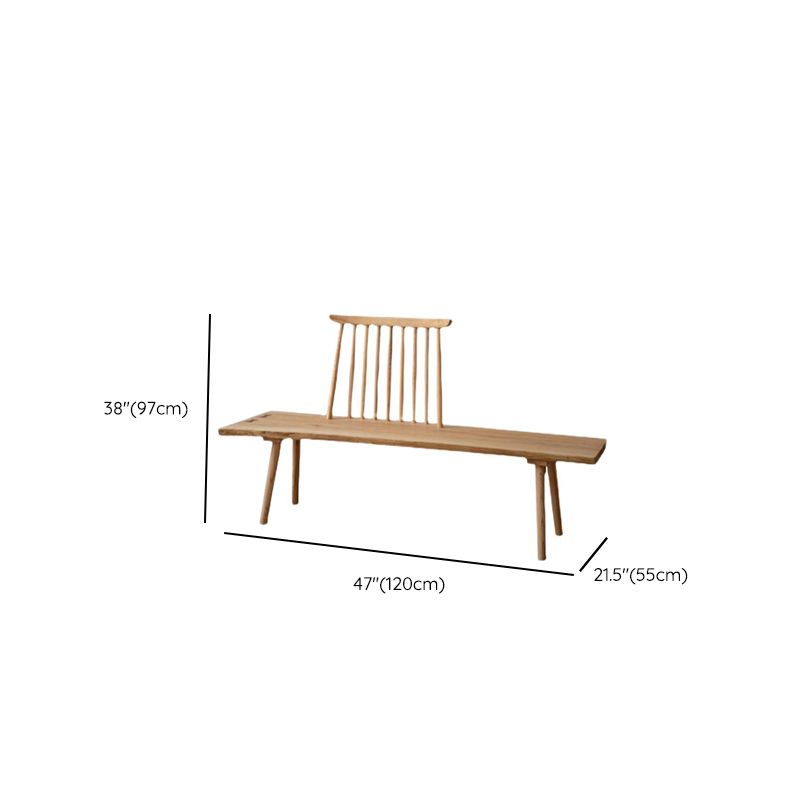 Solid Ash Wood Tall Indoor Bench with Slatted Back and Clean Lines Dimensions