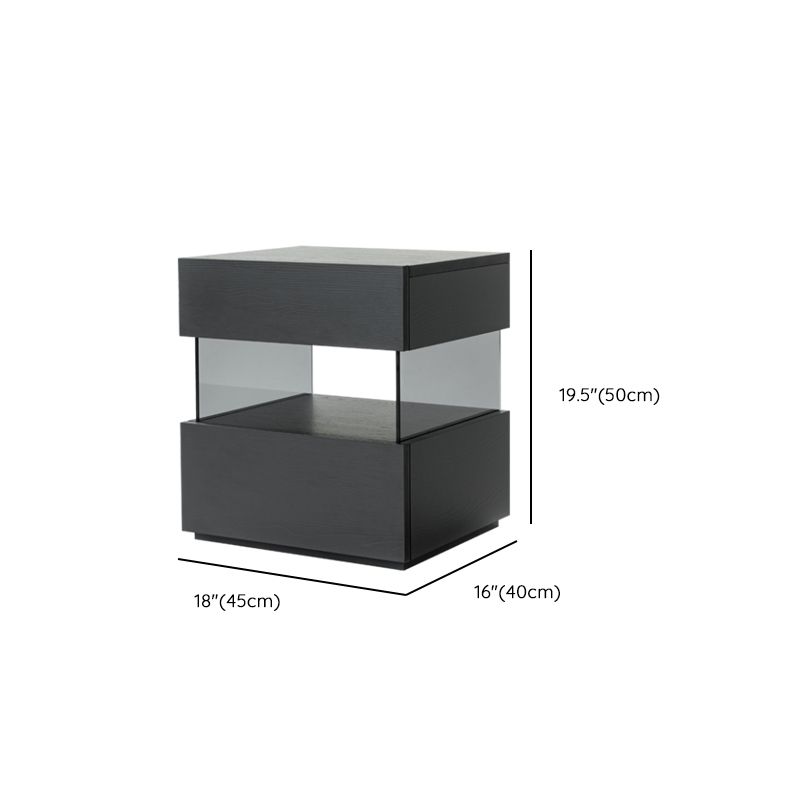 Modern Black Wooden Drawer Storage Nightstand for Small Spaces Dimensions