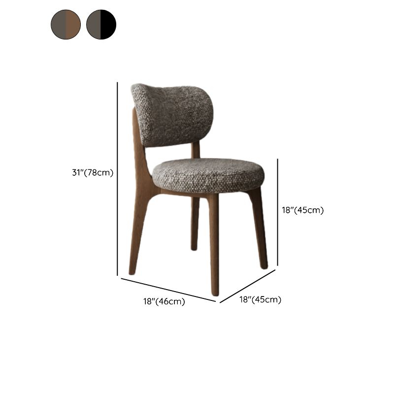 Modern Upholstered Side Chair with Textured Fabric & Wood Legs Dimensions