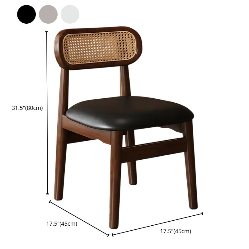 Modern Upholstered Side Chair with Cane Back and Wooden Legs Dimensions