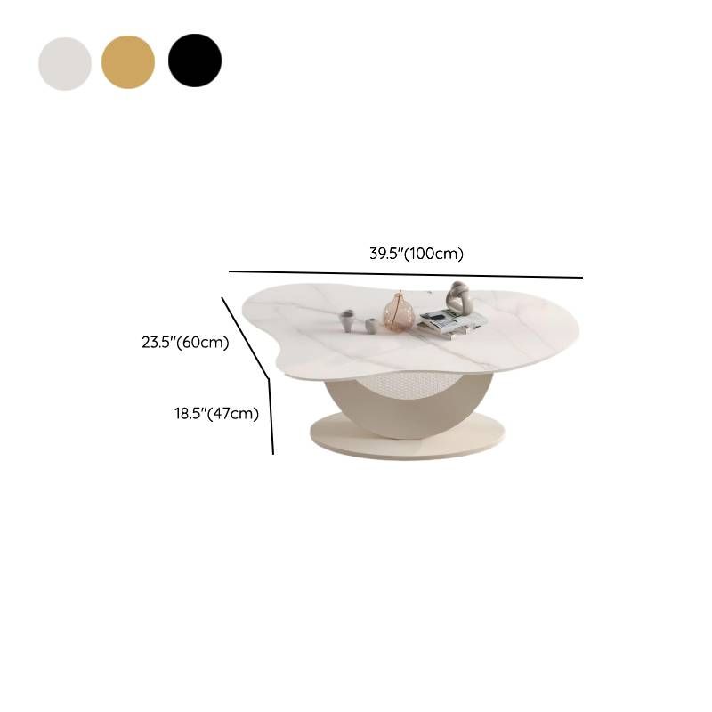 Modern Glam Stone Top Coffee Table with Sculptural Metal Base Dimensions