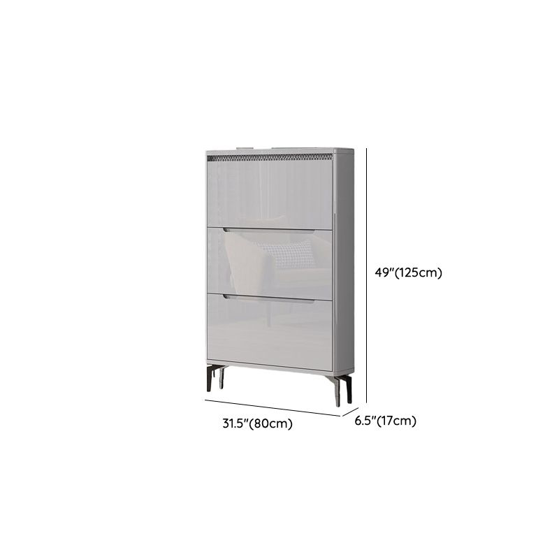 Modern Grey Engineered Wood 3-Tier Shoe Cabinet with Push-Open Doors Dimensions