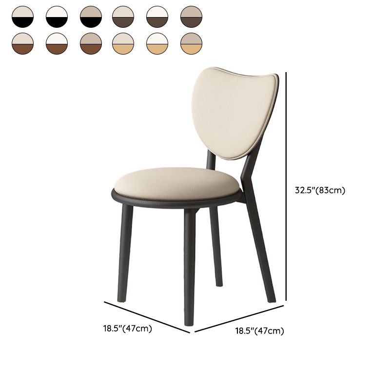 Scandinavian Armless Dining Chair with Faux Leather Seat & Solid Wood Legs Dimensions