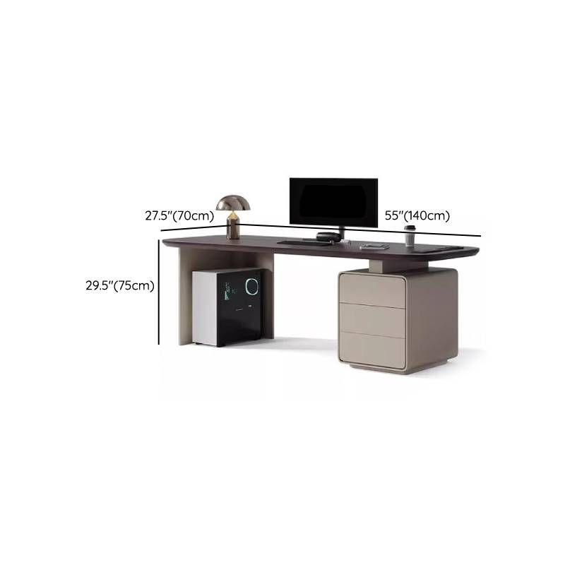 Modern Rectangular Wood Writing Desk with Cord Management Dimensions