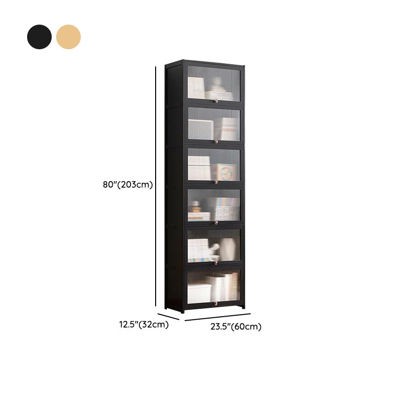 Modern Bamboo Vertical Bookcase with Polymer Sliding Doors Dimensions