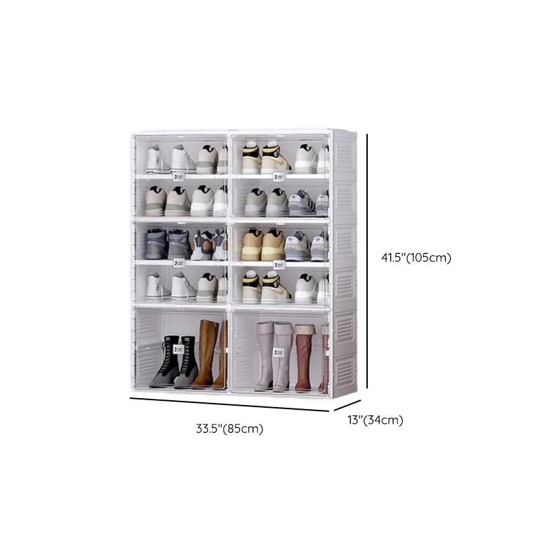 Modern White Foldable Plastic Shoe Storage Cabinet with Ventilated Tiers Dimensions