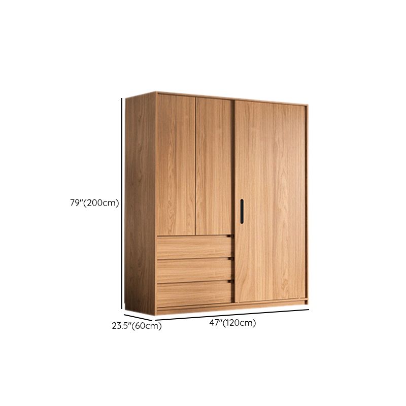 Light Oak Modern Wardrobe Armoire with Sliding Door Drawers Dimensions