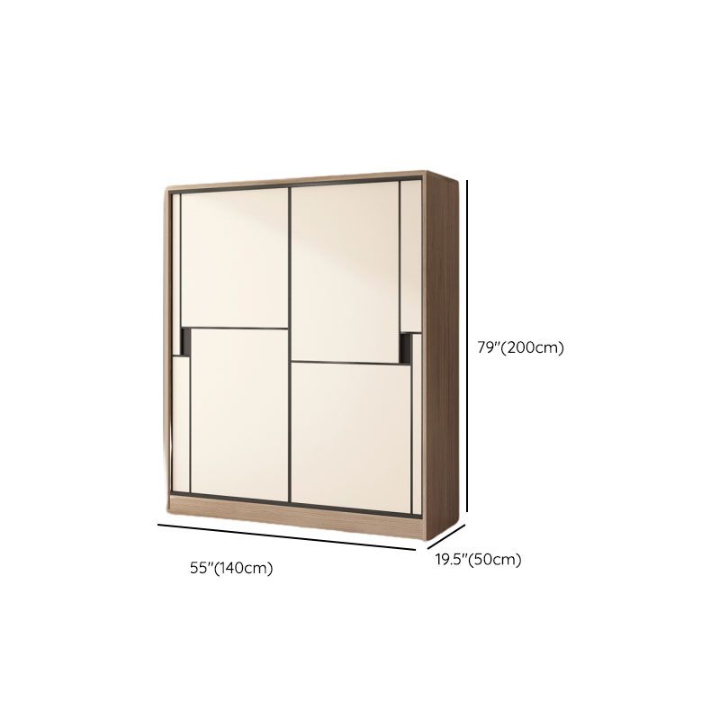 Japandi Two-Tone Sliding Wardrobe Armoire With Soft-Close Storage Dimensions