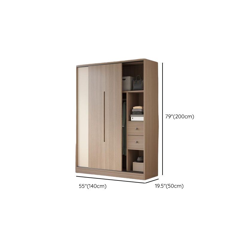 Two-Tone Sliding Door Wardrobe Armoire With Drawers and Shelves Dimensions